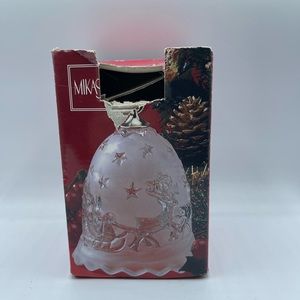Vintage Mikasa Germany Crystal Frosted 5” Bell Christmas Sleigh Santa’s Flight